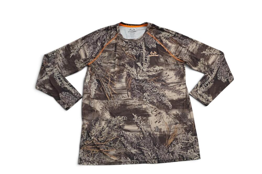Realtree Shirt Mens Large Brown Max-1 XT Camo Long Sleeve Hunting Tee Stretch